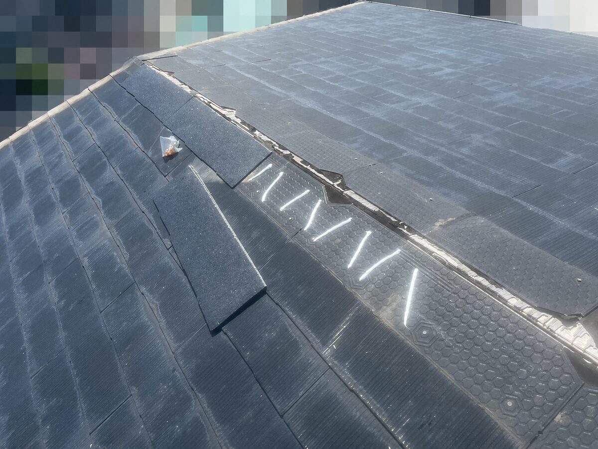 寝屋川市マンションで飛散したカラーベストを復旧した状態